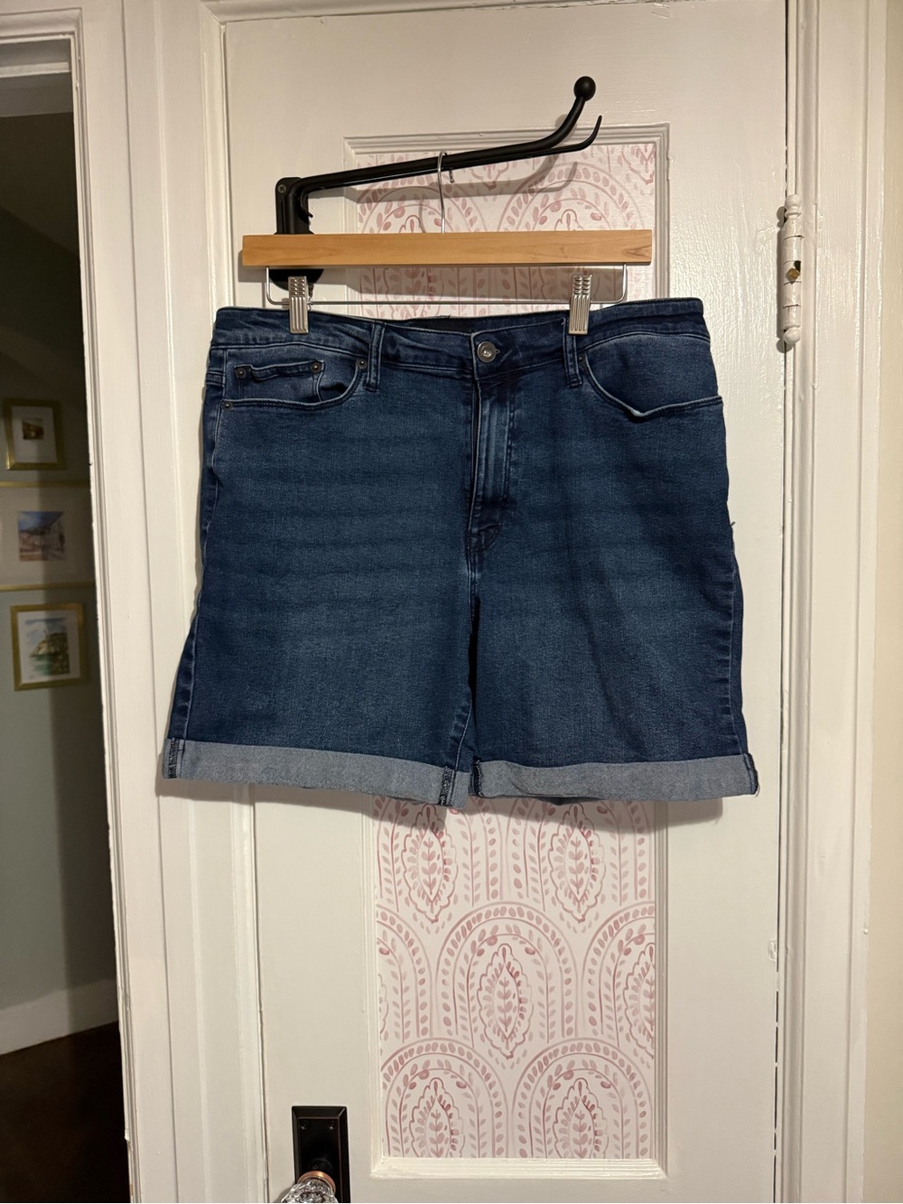 DKNY Dark Blue Rolled Hem Denim Shorts